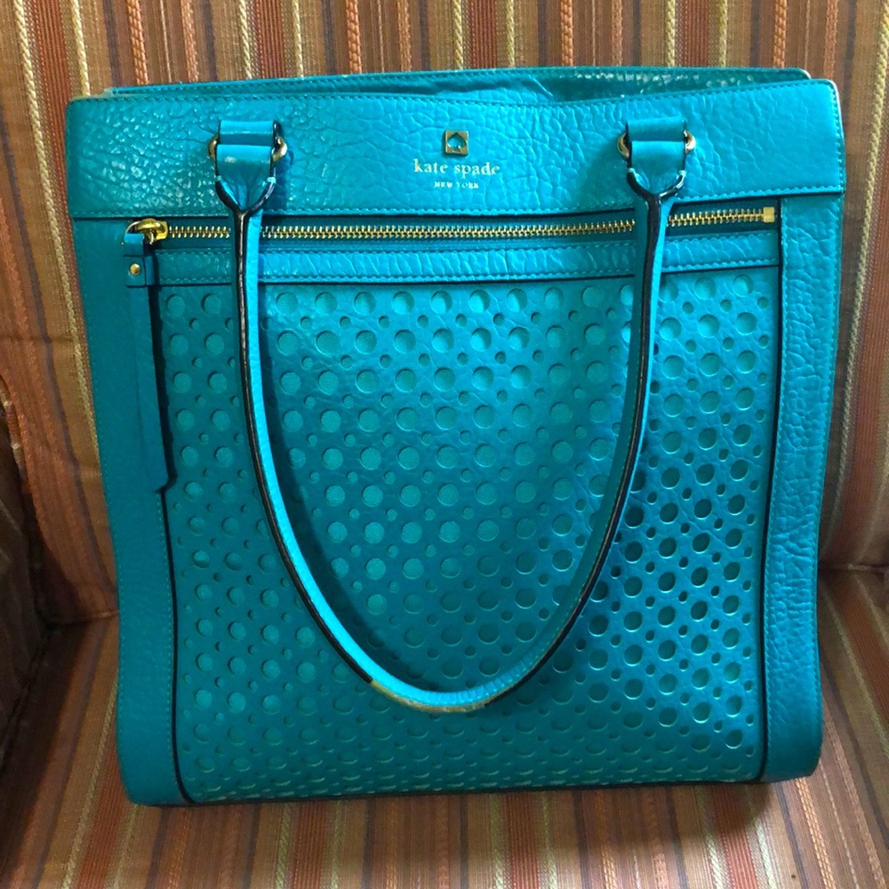 Kate Spade Turquoise Laser Cut Bubble Tote